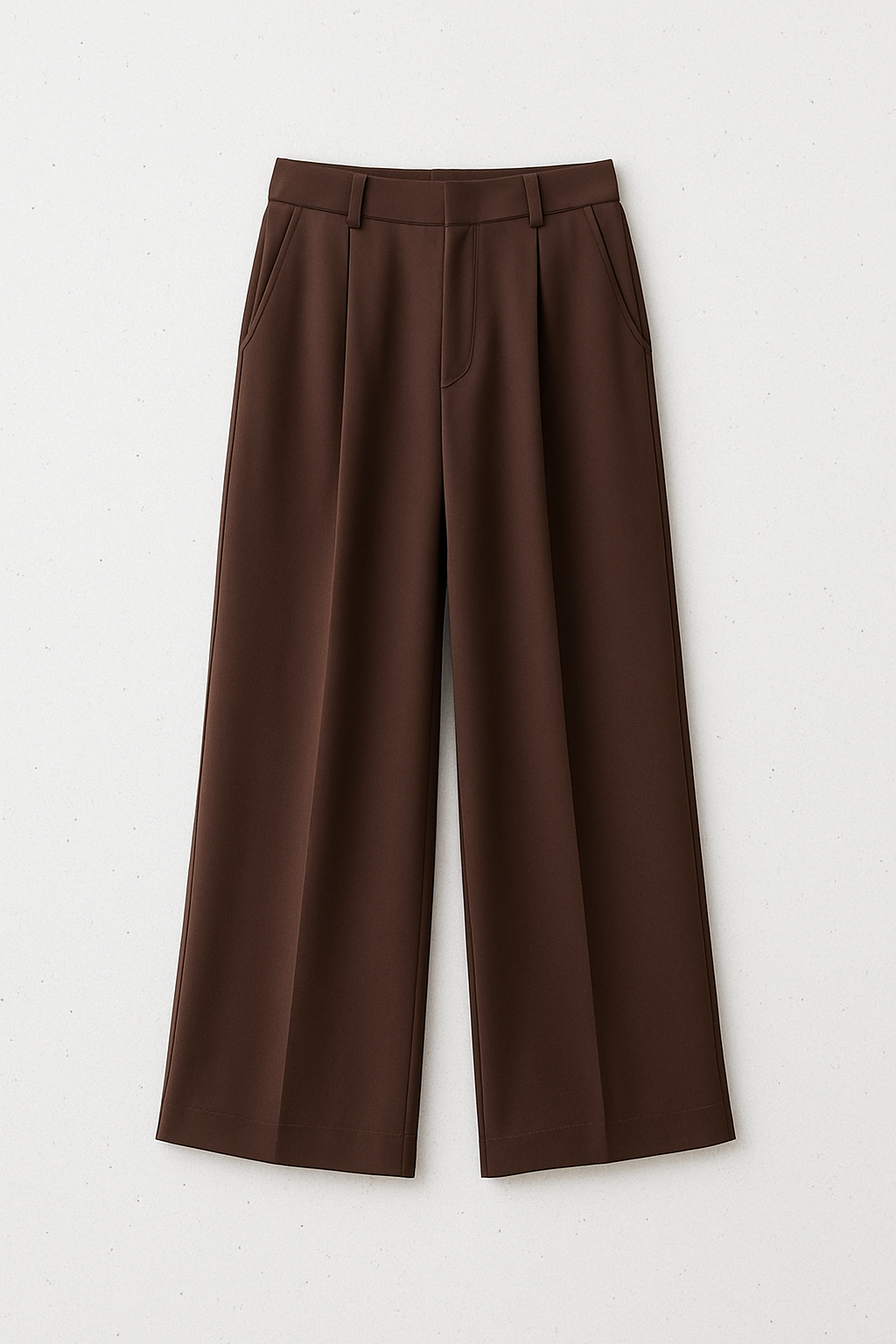 Chic Street Neutral Set – Striped Blouse & Cocoa Wide-Leg Pants